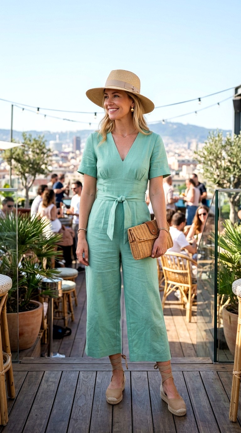 Ankle Wrap Espadrilles - 28 green jumpsuit outfit