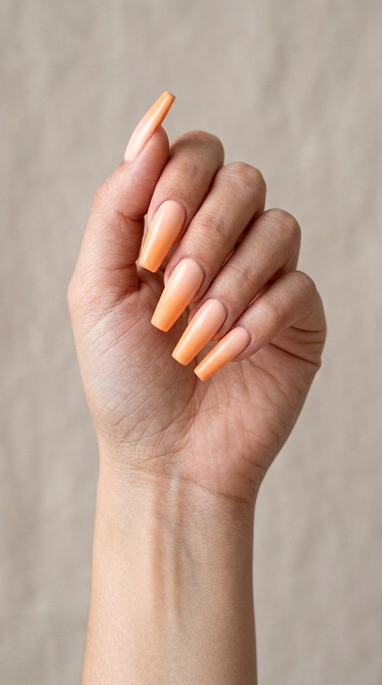 Apricot Sorbet Fade - 24 Light Spring Ombre Nails
