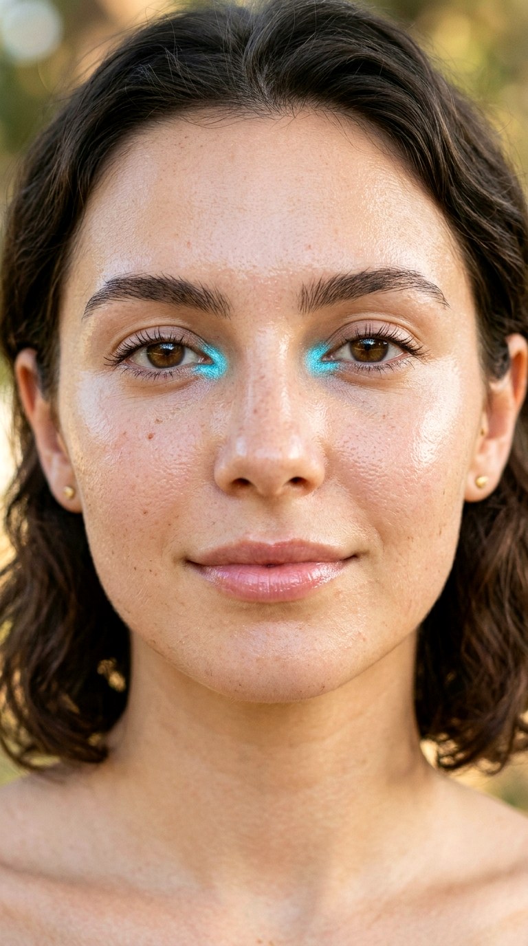 Aqua Inner Corner Pop - 21 Summer Colorful Eye Makeup 2026 Ideas