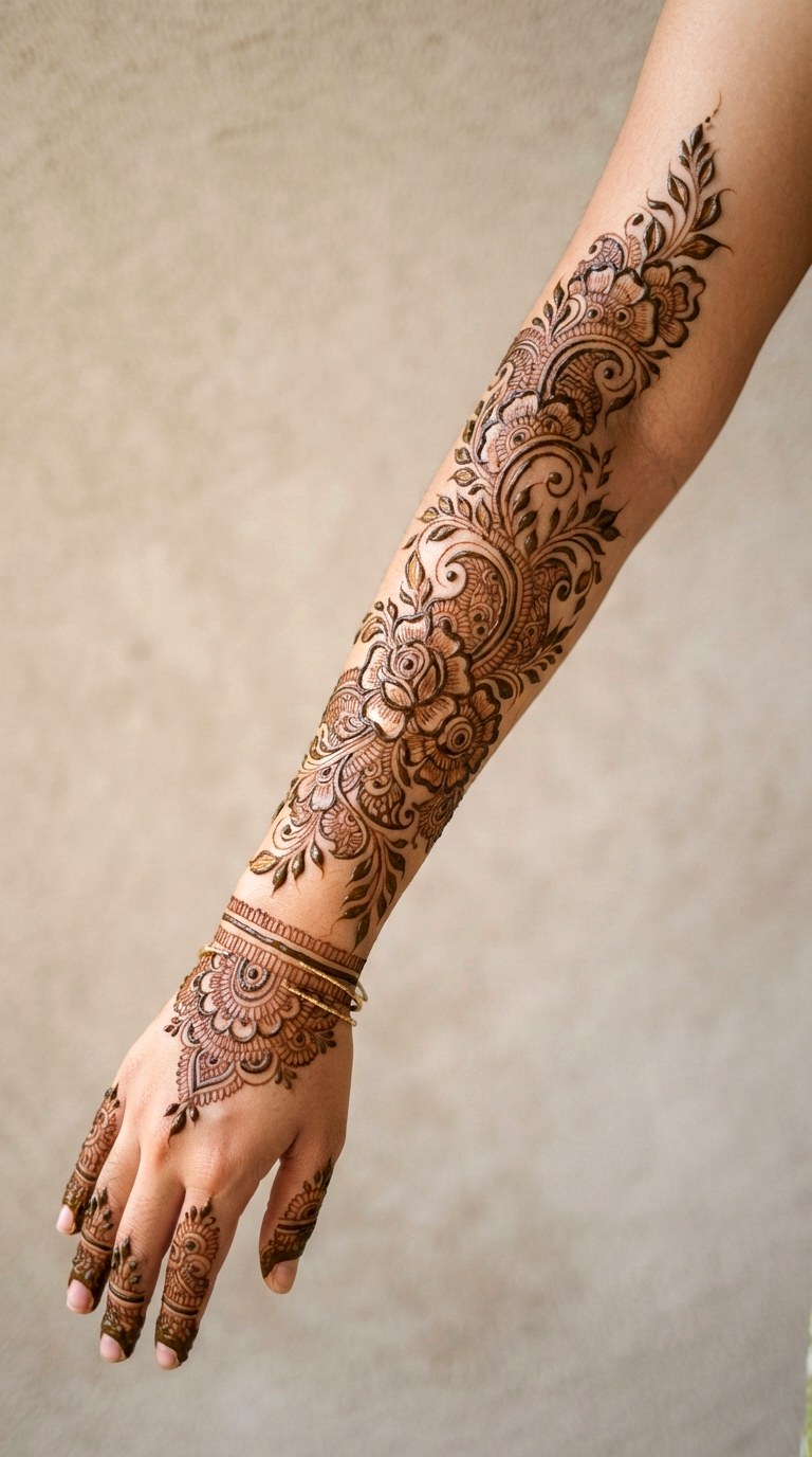 Arabic Floral Climb - 27 henna tattoo design