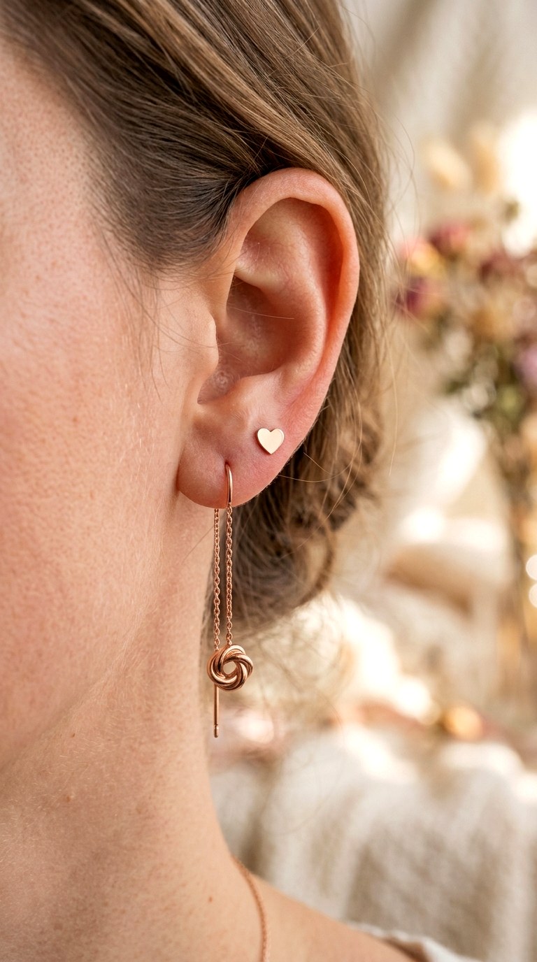 Architectural Tube Trio Gold Earnings - 27 earring stacks gold