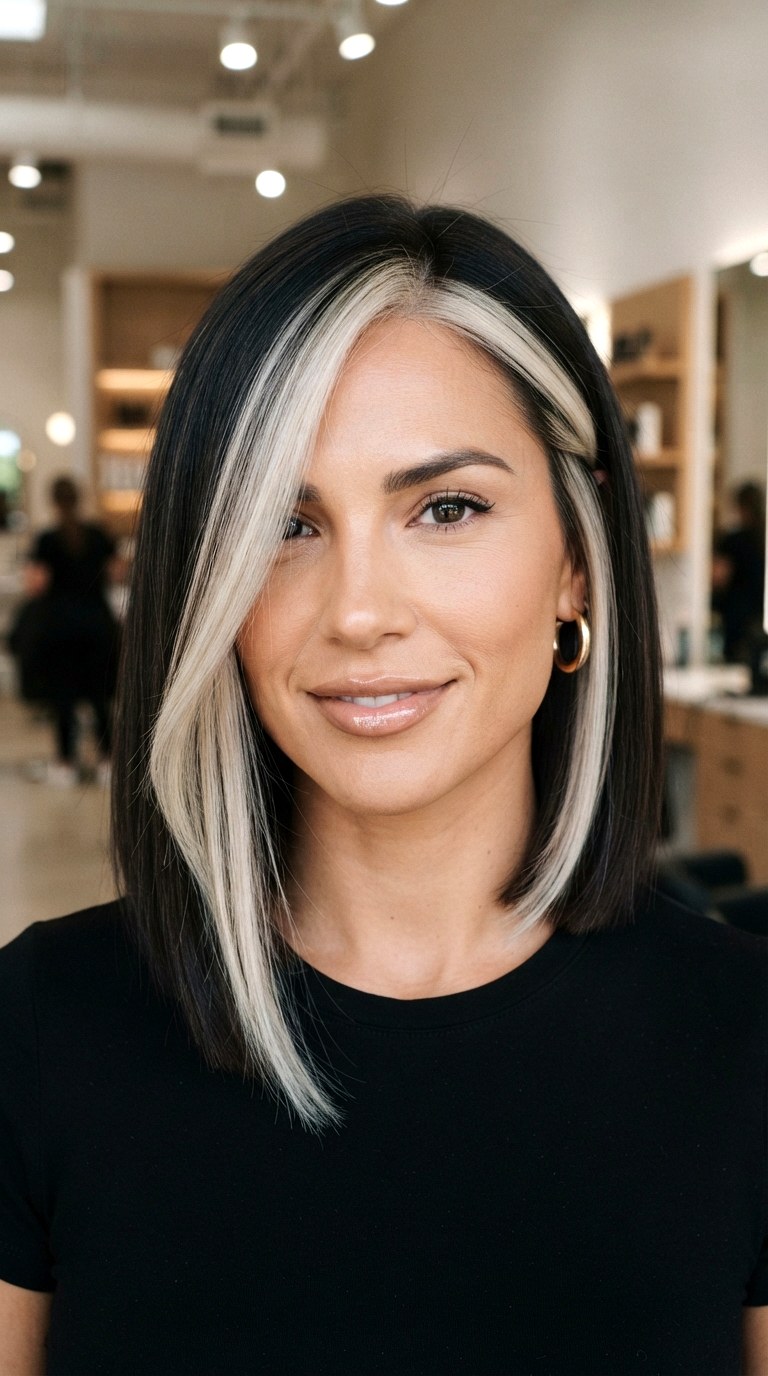 Asymmetrical Lob With Chunky Highlights - 20 asymmetrical lob