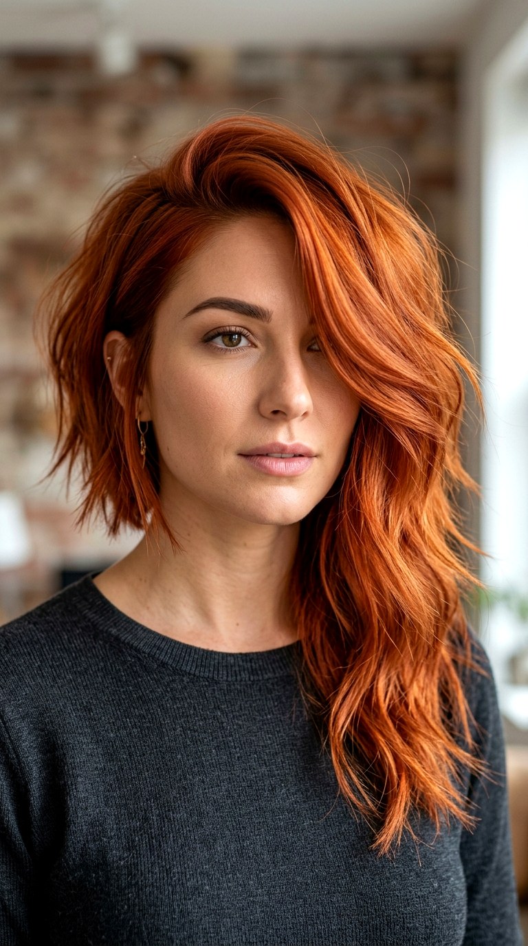 Asymmetrical Uneven Lob - 21 Shoulder Length Wolf hair Cut