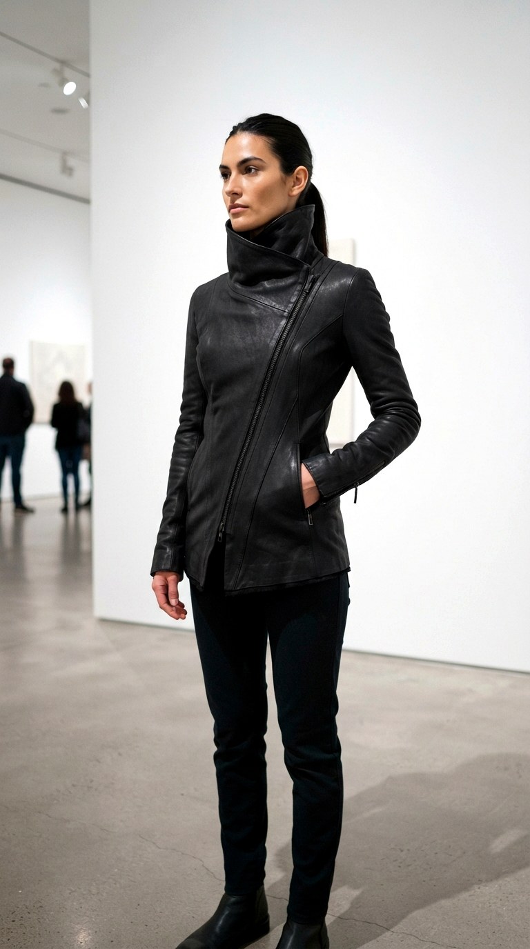 Asymmetrical Zip high collar jacket - 30 high collar jacket