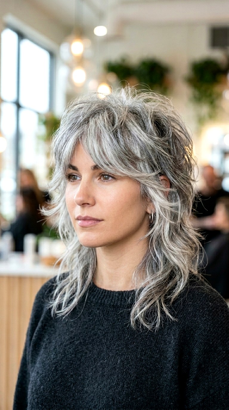 Au Naturel Gray Blending - 21 Shoulder Length Wolf hair Cut