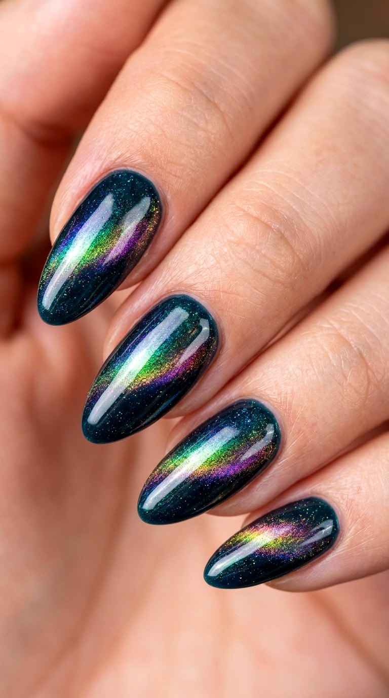 Aurora Borealis Cat Eye Effect - 26 Rainbow Spring Multicolor Acrylic Nails