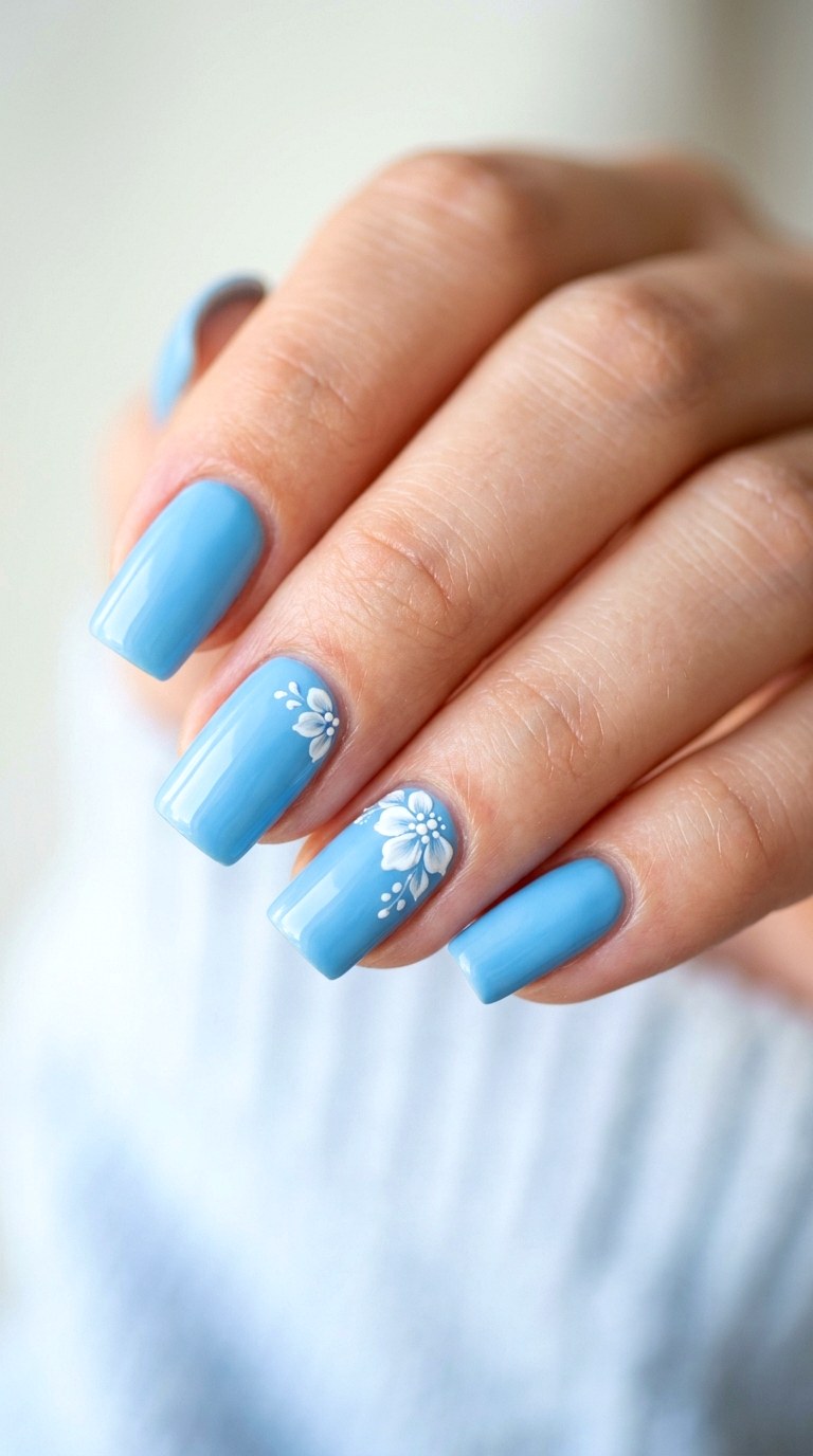 Baby Blue Blooms - 30 Vibrant Spring Color Street Nails
