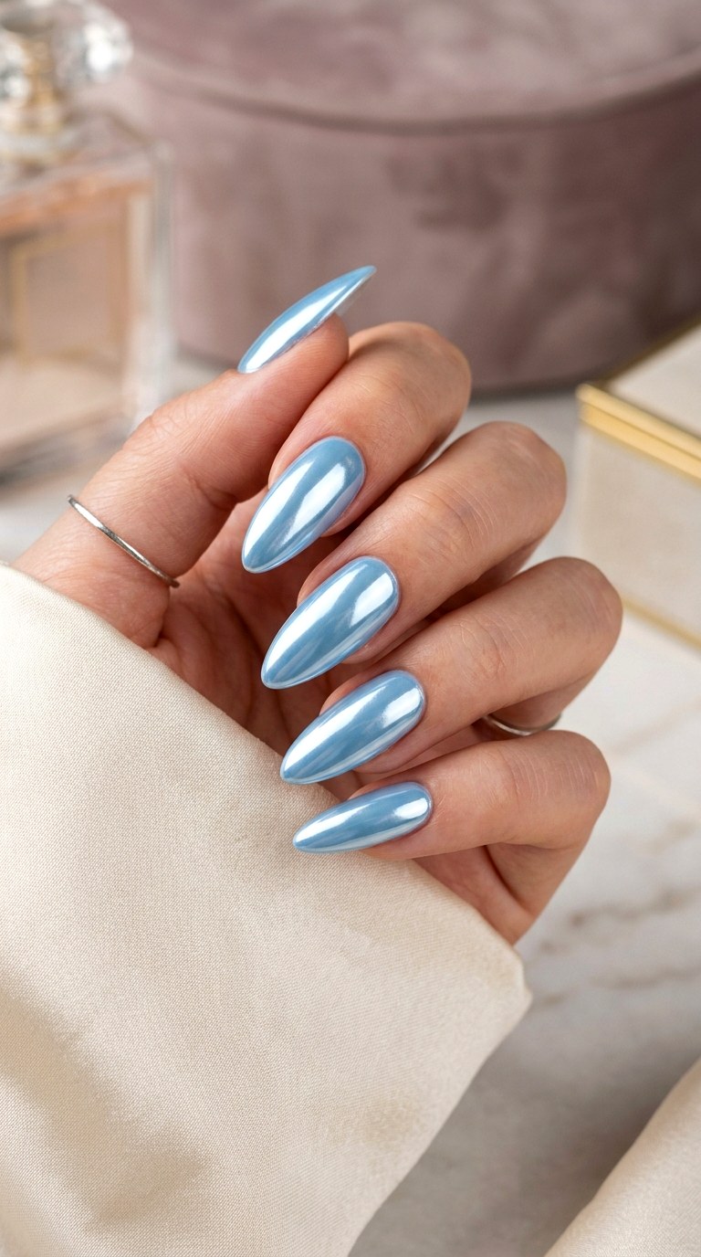 Baby Blue Chrome Nails - 25 Fresh Spring Nail Colors & Designs You’ll See Everywhere in 2026