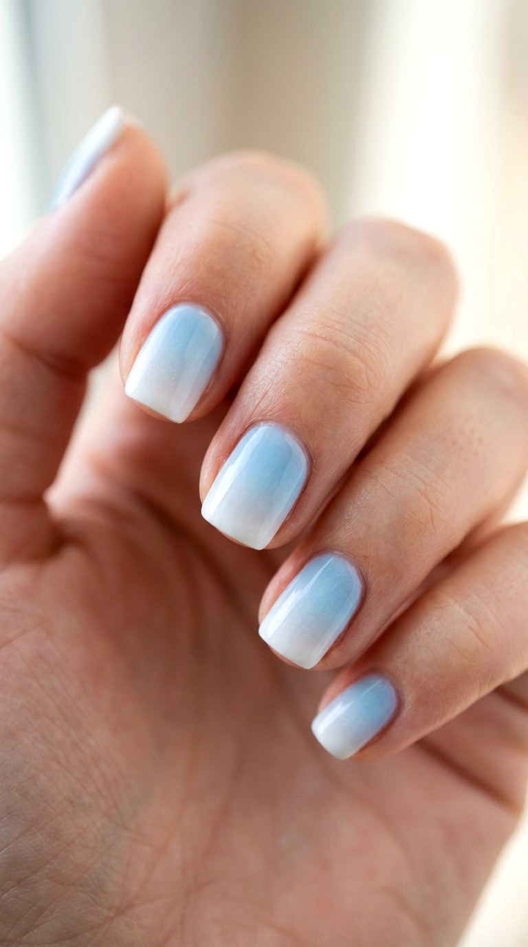 Baby Blue Skies Ombre - 25 Elegant Spring Ombre Nails