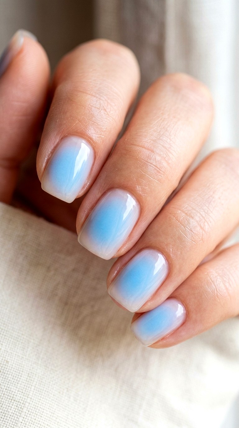 Baby Blue Sky Aura Art - 24 Radiant Spring Ombre Nails