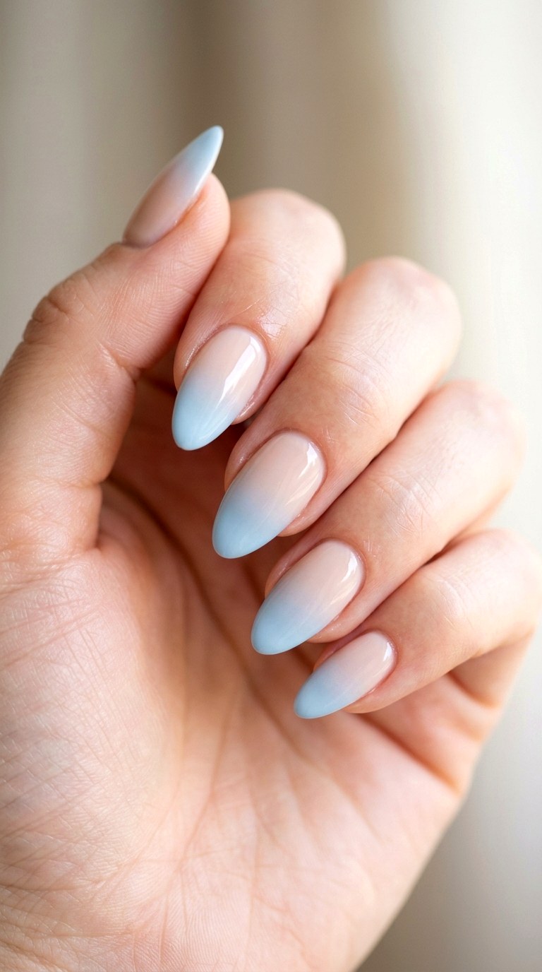 Baby Blue Sky Gradient - 23 Soft Spring Ombre Nails