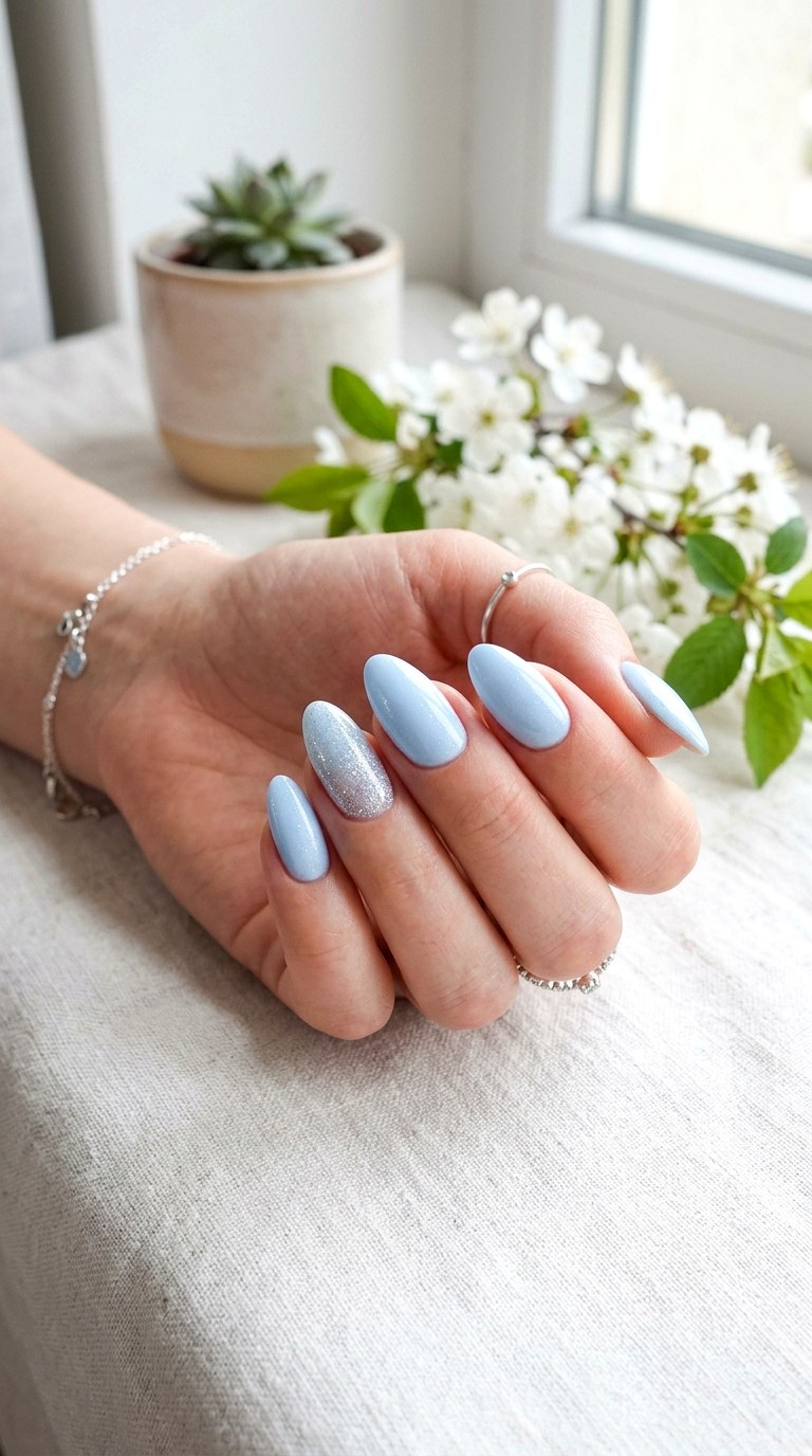 Baby Blue Spring Nails - 30 Aesthetic Spring Nail Designs Trending on Pinterest