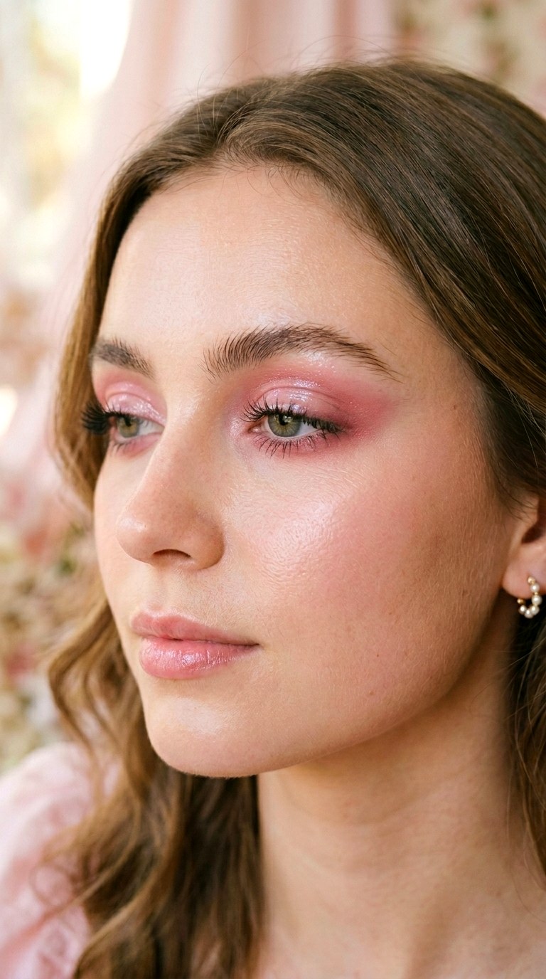 Baby Pink Lash Line Smudge - 23 Strawberry Milk Pink Eye Makeup Trend Ideas for 2026