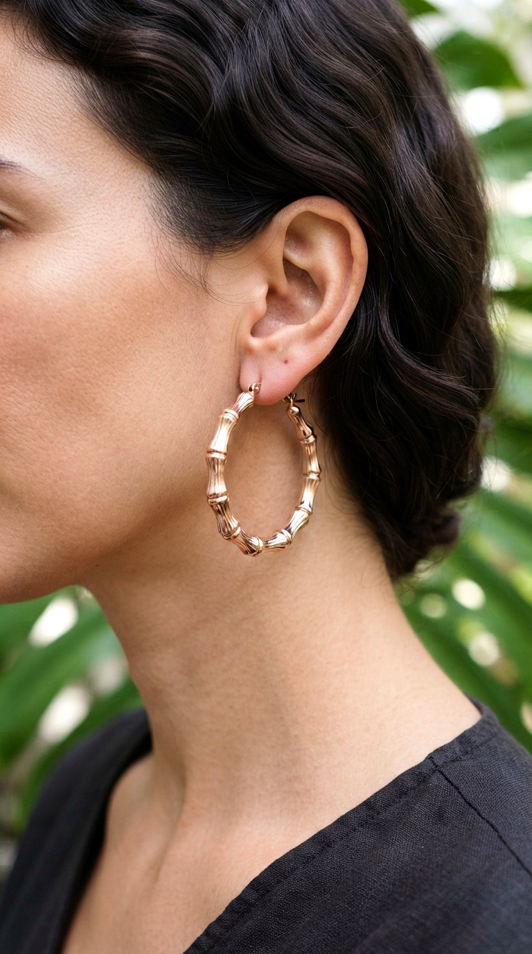 Bamboo Hoops in Rose Gold Earrings - 30 classy earrings