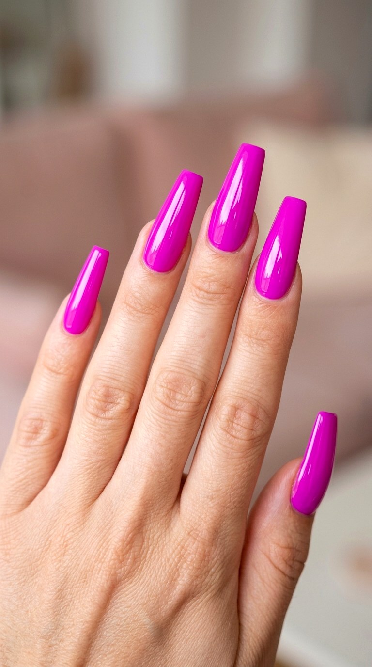 Barbiecore Pink Long Coffin - 22 Pink Spring Acrylic Nails