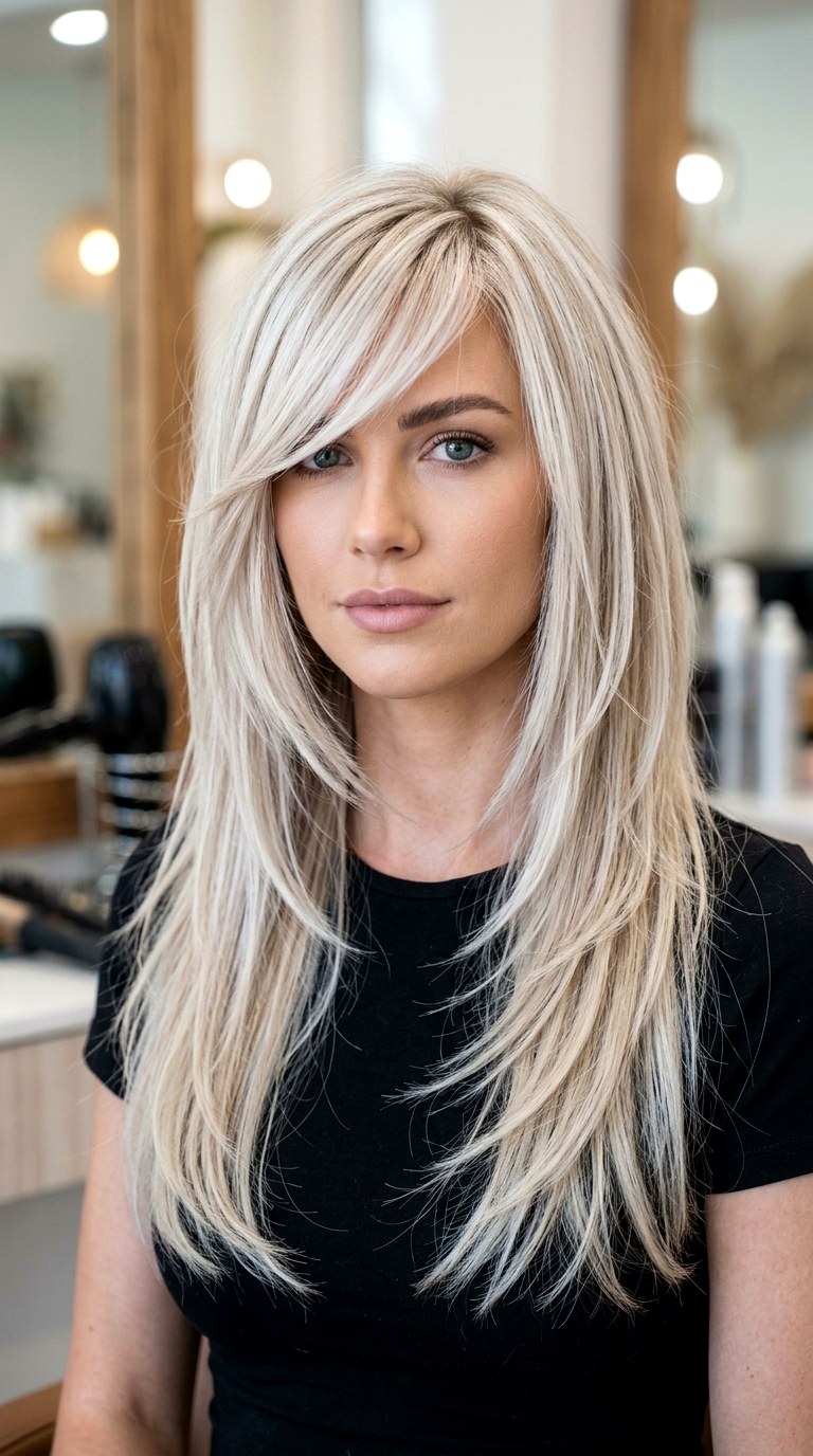 Bardot Volume and Curtain Fringe - 27 long blonde hair with layers and bangs