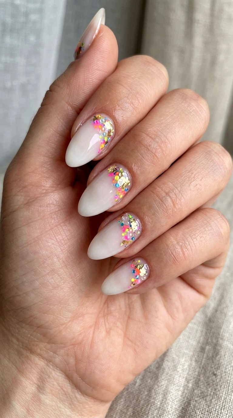 Barely There Base With Corner Clutter - 24 Eclectic Spring Colorful Junk Nails