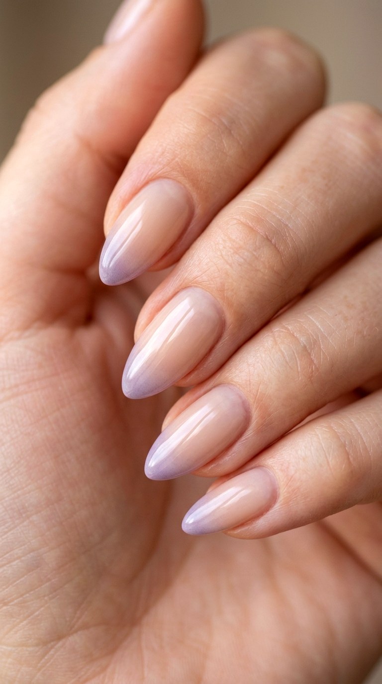 Barely There Nude to Violet - 29 Pastel Spring Ombre Nails