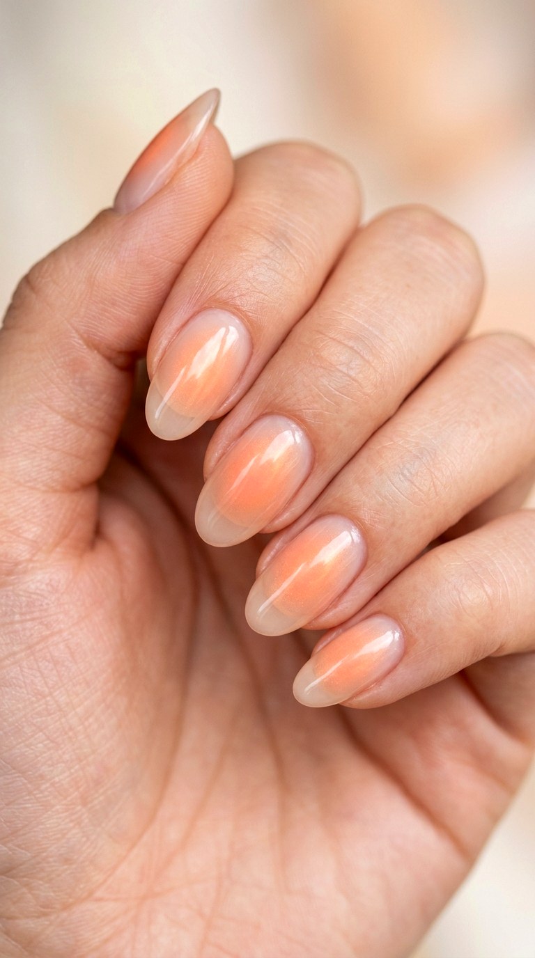Barely There Peach Aura - 20 Peach Spring Ombre Nails