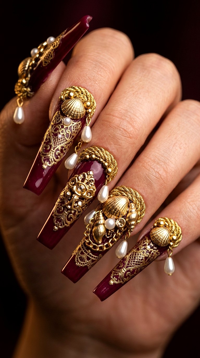 Baroque Gold Grotto - 25 Bold Spring Colorful Junk Nails