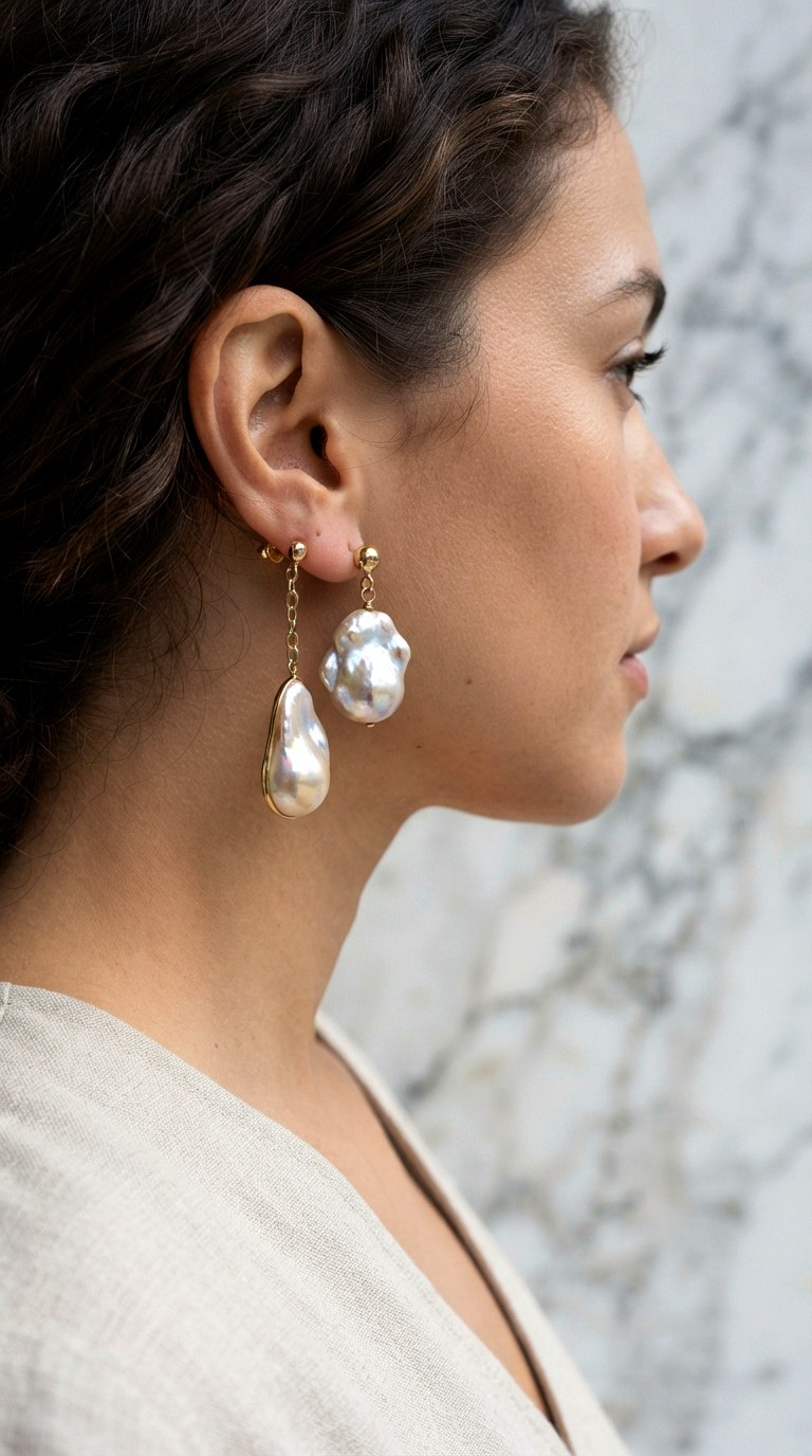Baroque Pearl Mismatched Drops Earrings - 30 classy earrings