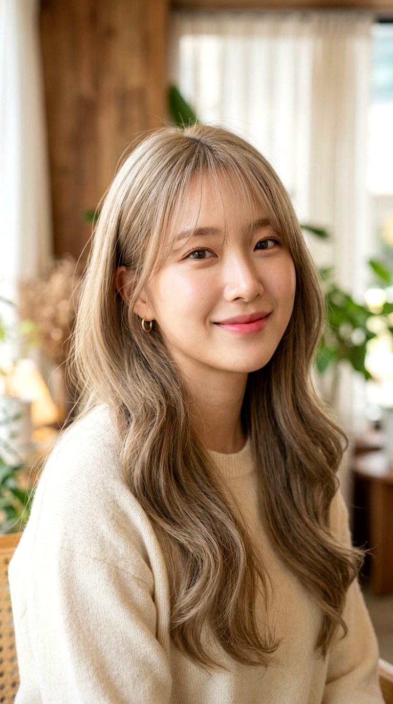 Beachy Texture and Sun Kissed Fringe - 27 long blonde hair with layers and bangs