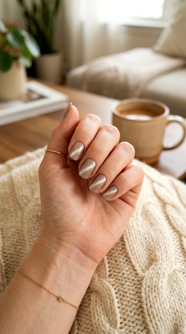 Beige Matte Cat Eye Nails - 20 Spring Minimal Matte Cat Eye Nails Ideas