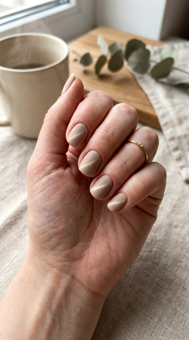 Beige Minimal Matte Cat Eye Nails - 22 Summer Minimal Matte Cat Eye Nails Ideas