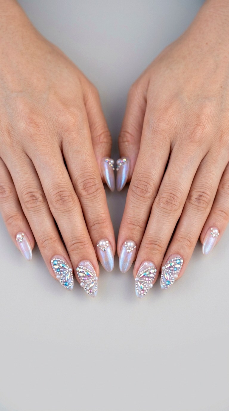 Bejeweled Butterfly Wings - 20 Playful Spring Multicolor Acrylic Nails