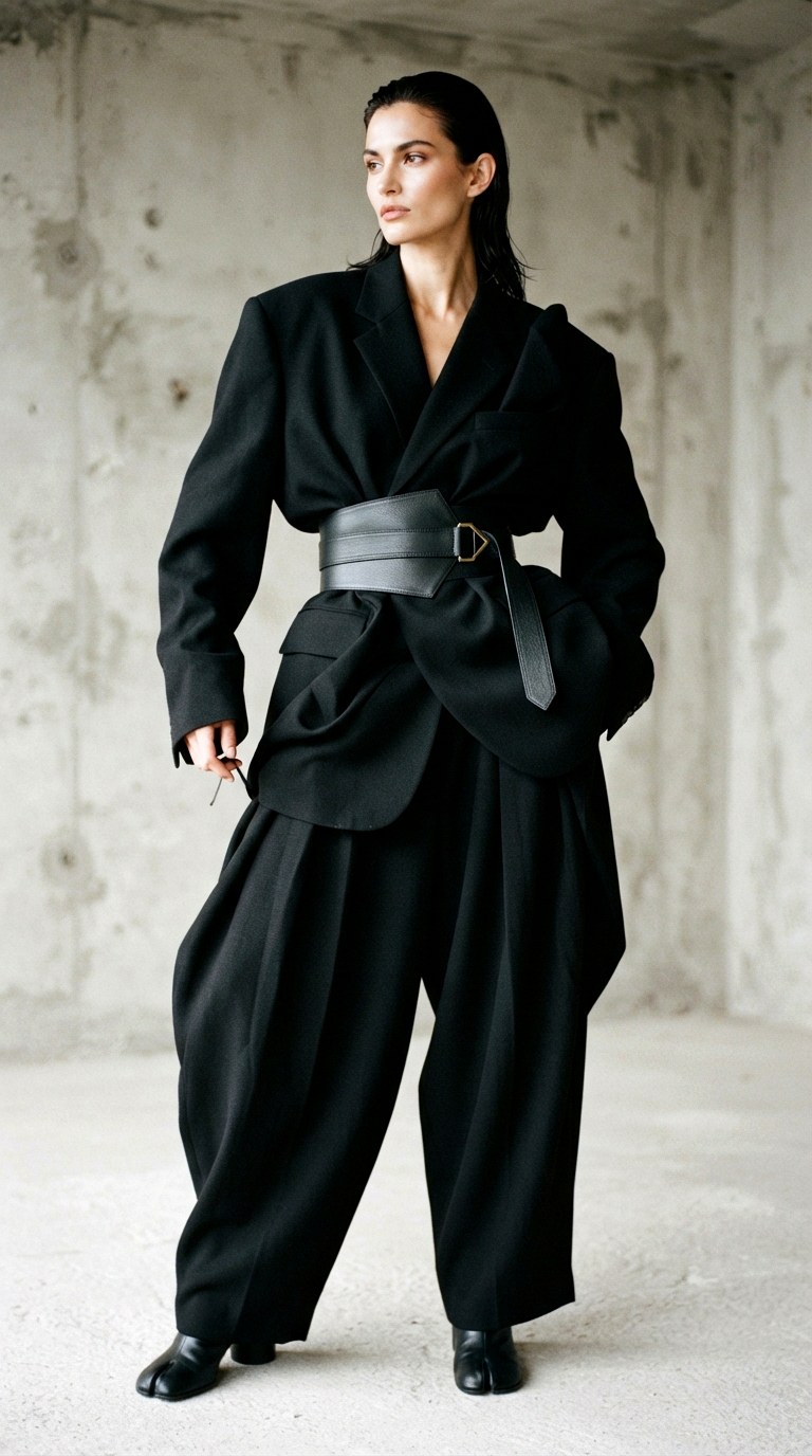 Belted Drape Sculpture - 21 baggy suit