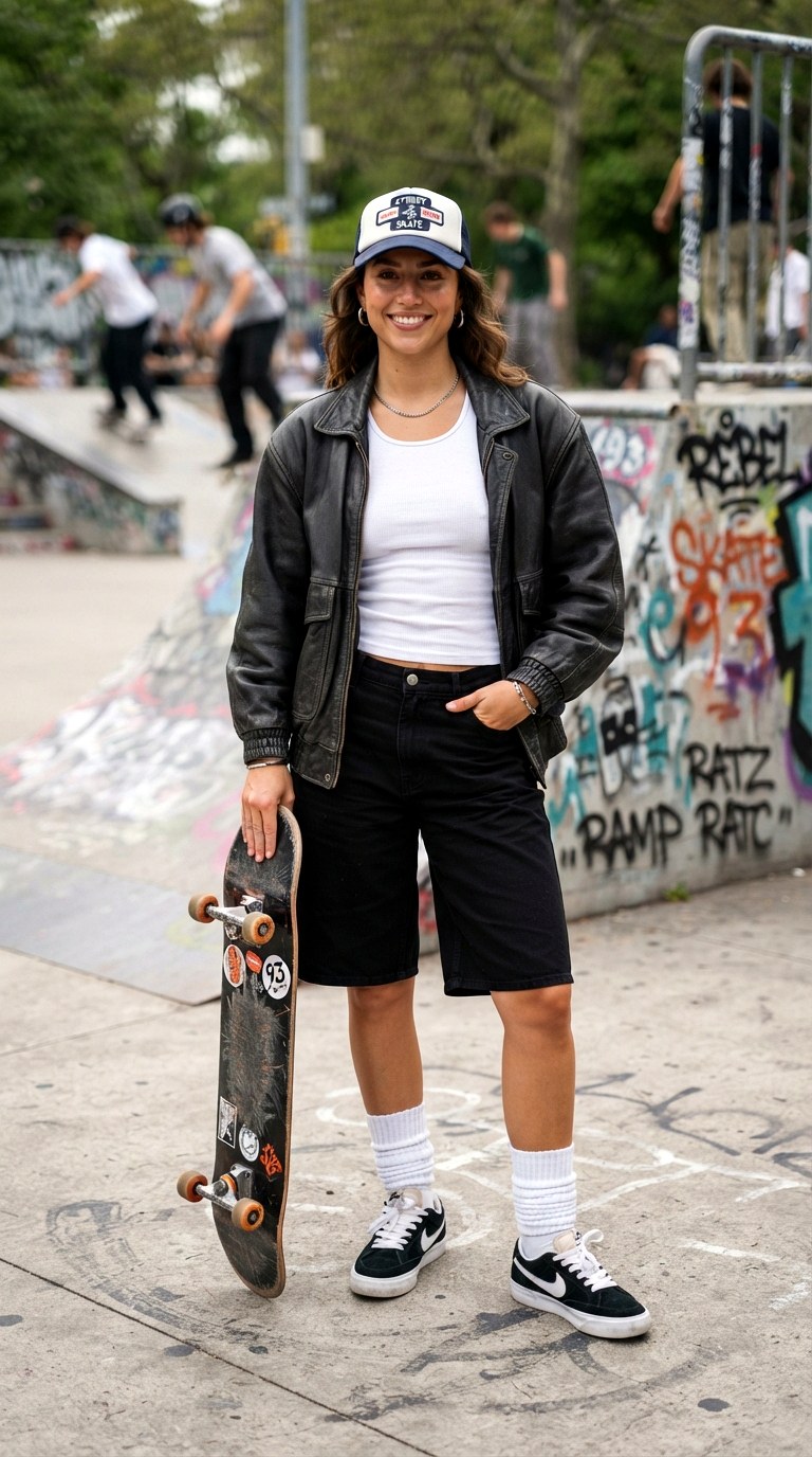 Bermuda Shorts Retro Sport - 29 leather jacket outfit