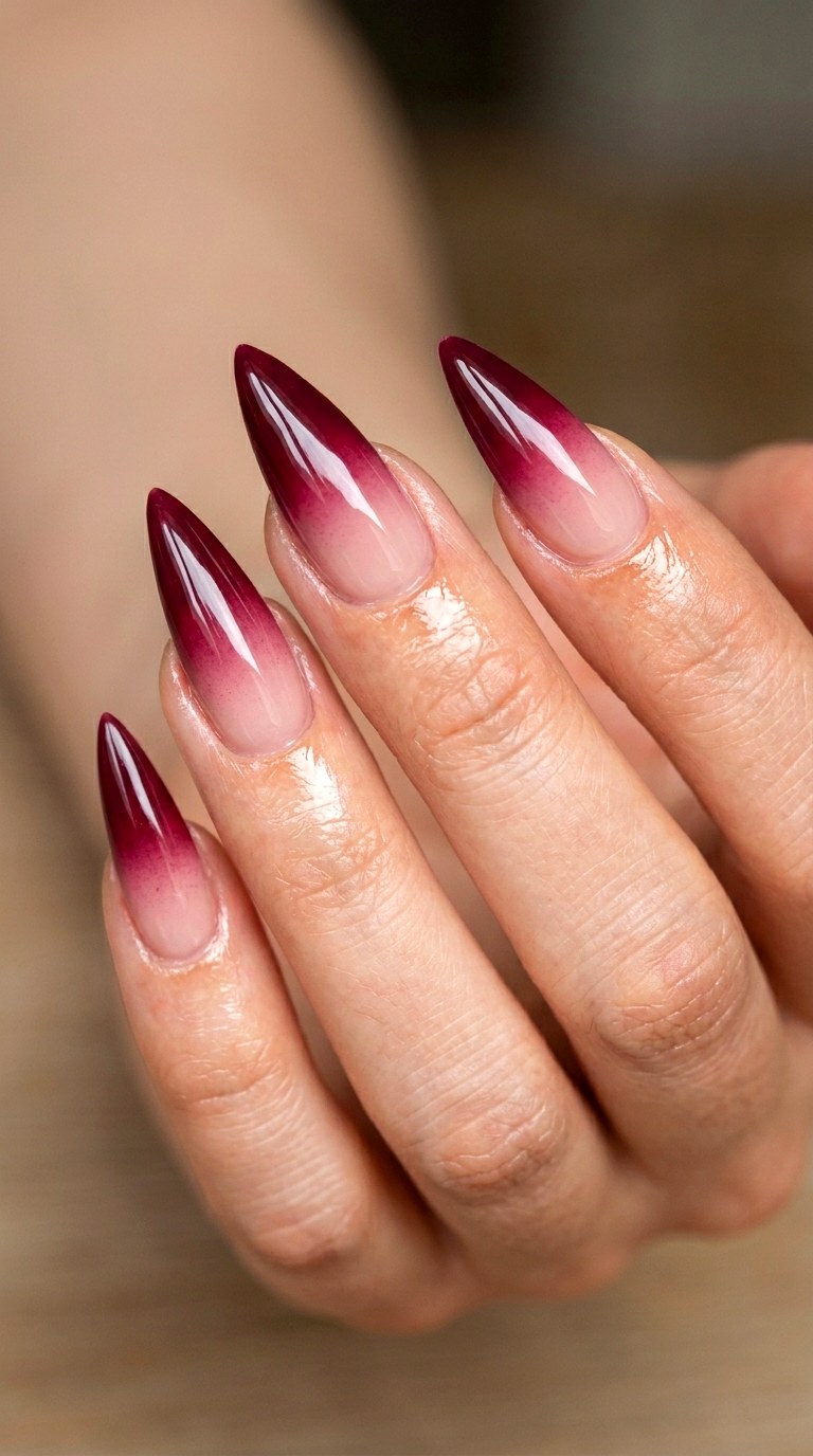 Berry Ombre Fade - 25 Sleek Spring Stiletto Nails