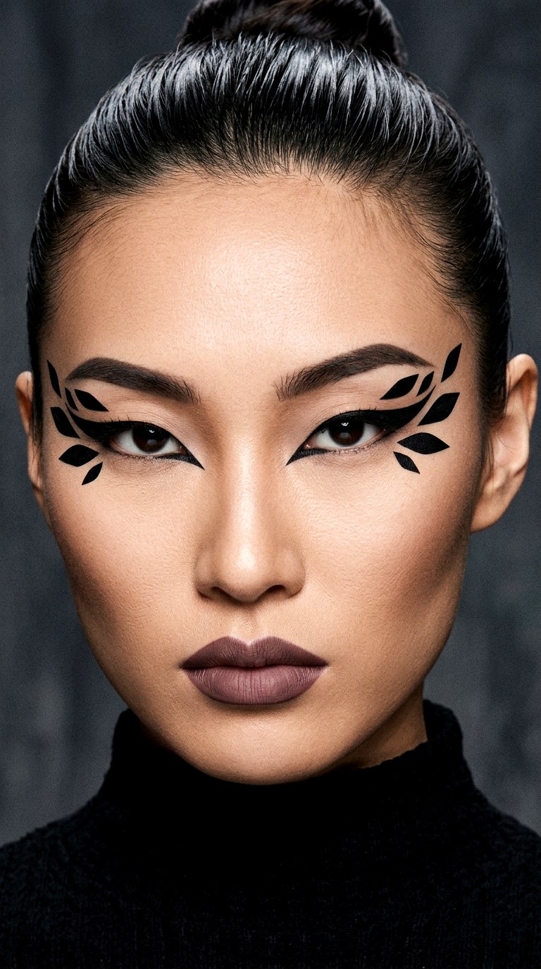 Black Graphic Floating Petal Contrast - 22 Floating Petal Spring Eyeliner Dreamy Detached Shapes Inspired by Blooming Garden Energy