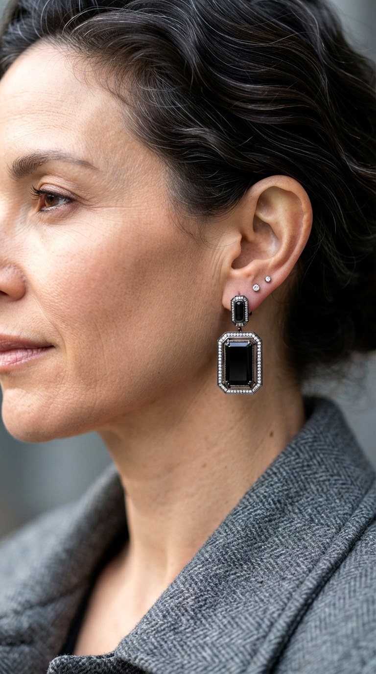 Black Onyx and Diamond Halo Earrings - 30 classy earrings