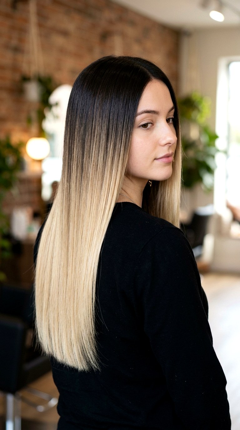 Blonde Ombre on Deep Espresso - 20 dark hair with blonde