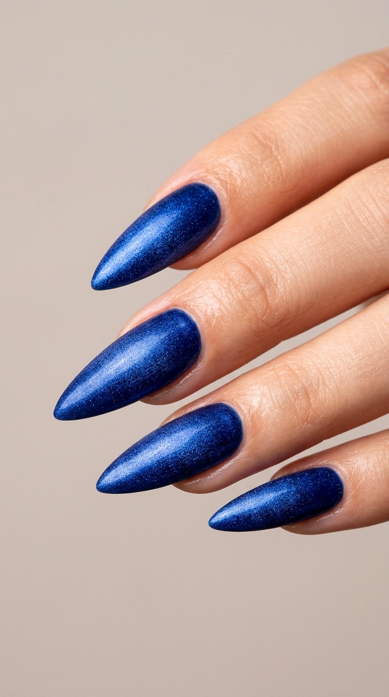 Blue Velvet Chrome Stiletto - 21 Chrome Spring Stiletto Nails