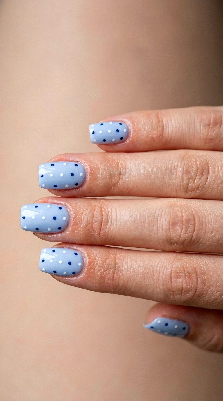 Blueberry Milk and Dots - 20 Playful Spring Multicolor Acrylic Nails
