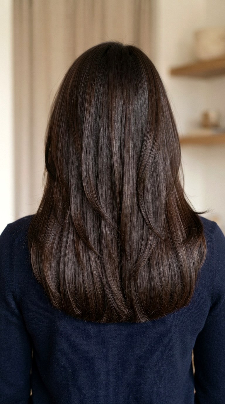 Blunt Perimeter with Airy Layers - 24 long brunette hair with layers