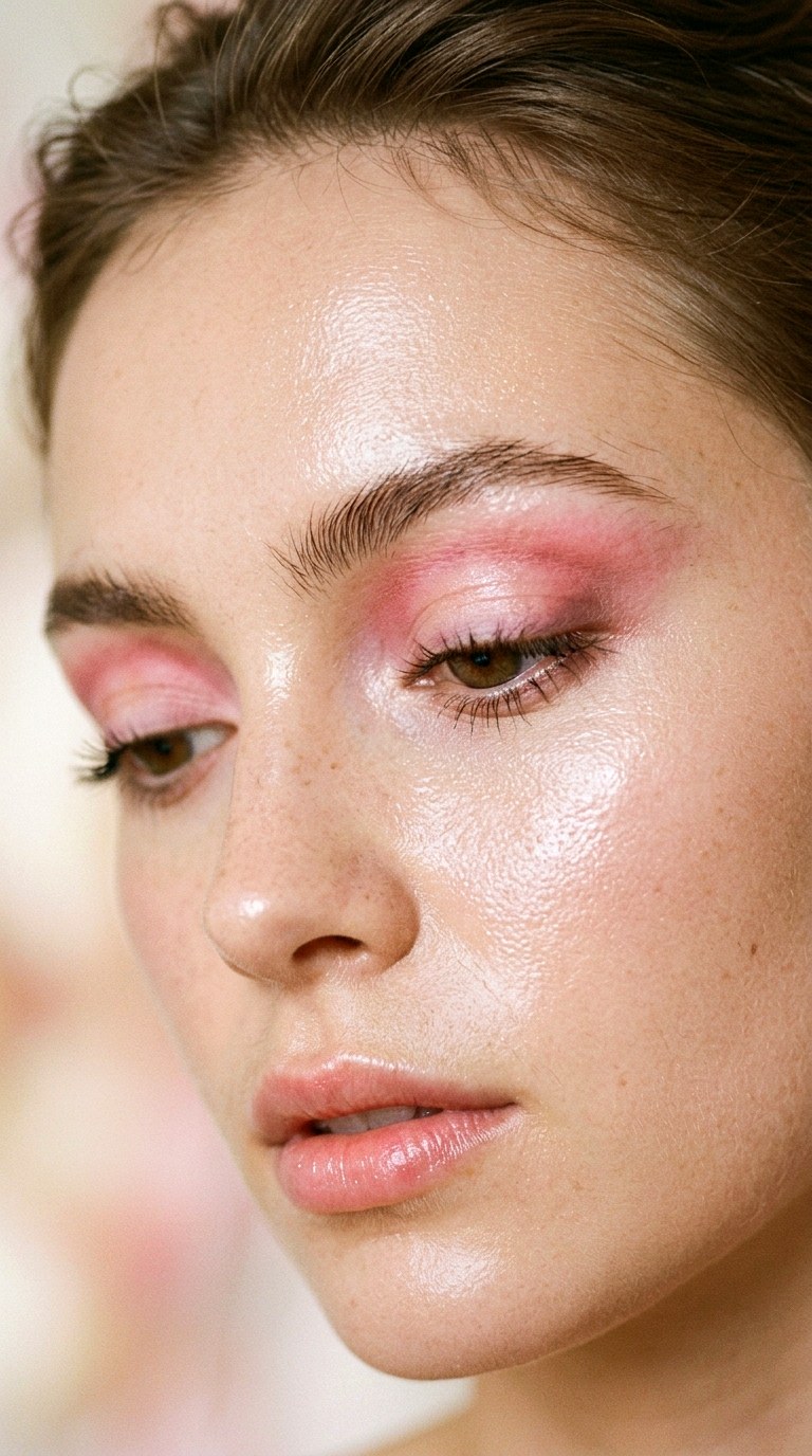 Blurred Pink Watercolor Eyes - 23 Strawberry Milk Pink Eye Makeup Trend Ideas for 2026