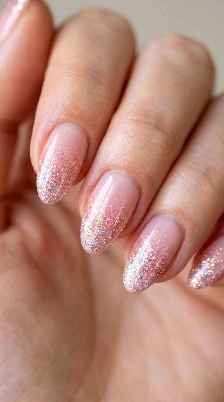 Blush Pink Micro Glitter Fade - 27 Cute Spring Color Street Nails