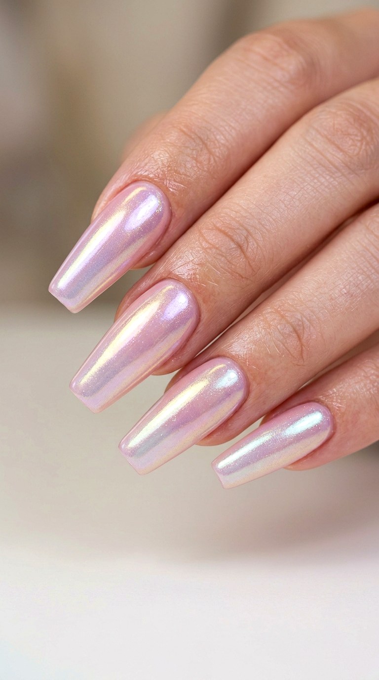 Blush Shell Shimmer - 29 Beach Summer Acrylic Nails