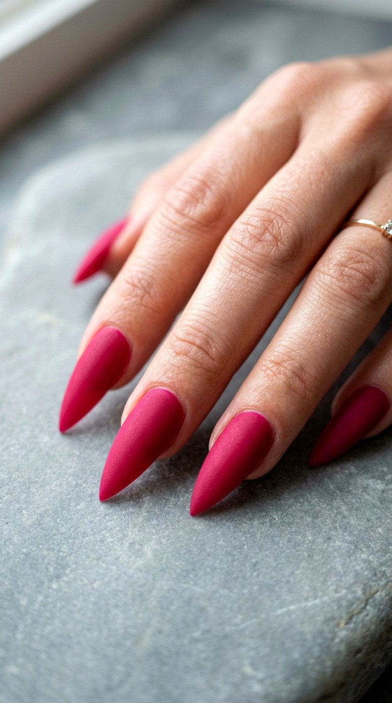 Blushing Raspberry Sorbet - 30 High-Fashion Spring Stiletto Nails