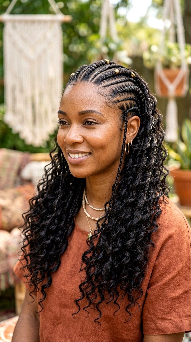 Bohemian Goddess Cornrows - 26 cornrow hairstyles for women
