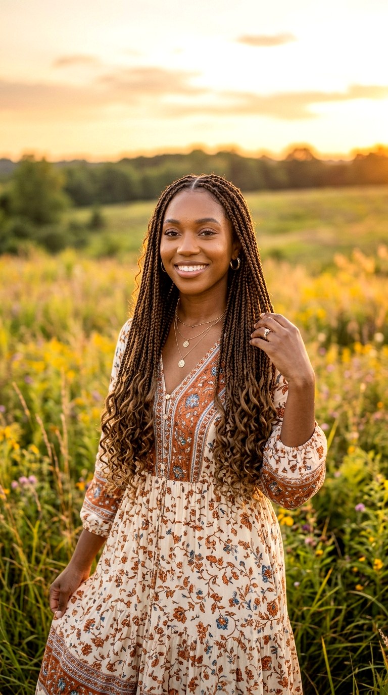 Bohemian Knotless Braids - 27 braided hairstyles for black women