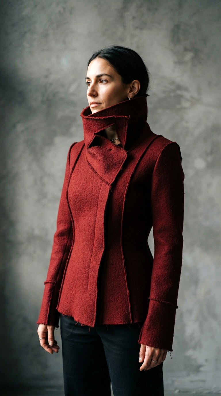 Boiled Wool high collar jacket - 30 high collar jacket