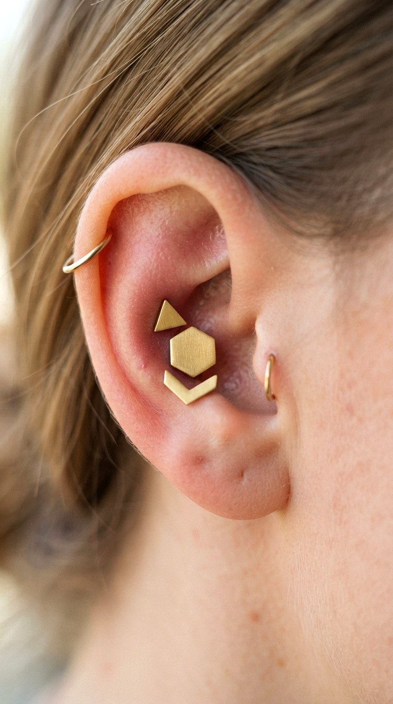 Bold Geometric Flat Backs - 25 gold earrings stack