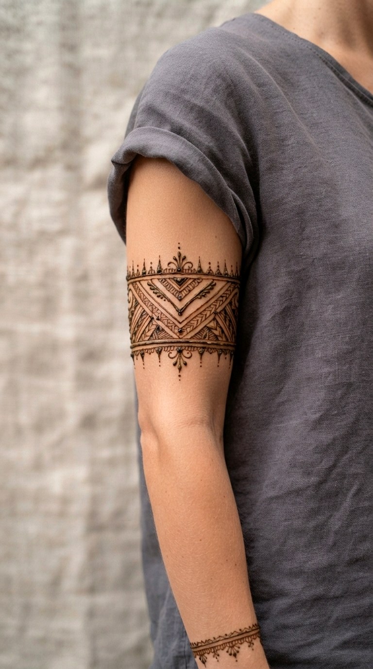 Bold Tribal Armband - 27 henna tattoo design