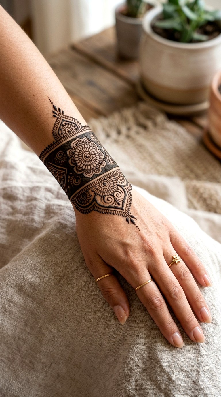 Bold Wrist Cuffs - 24 henna designs easy