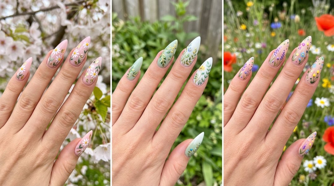Botanical Spring Stiletto Nails …