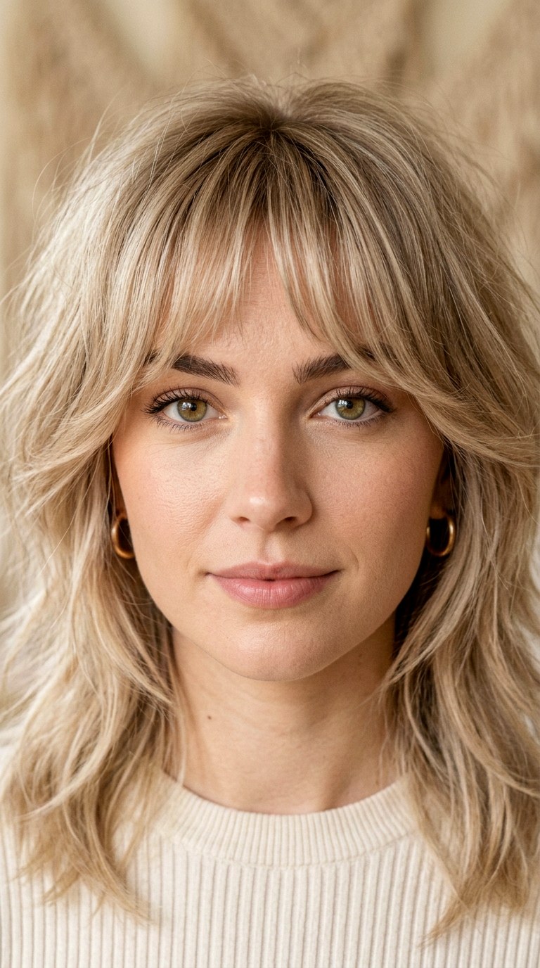 Bottleneck Bangs Integration - 21 Shoulder Length Wolf hair Cut